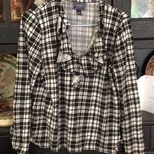 Chaps, black and white, blouse